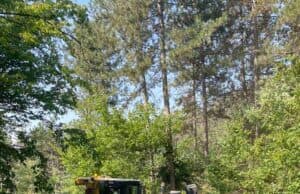 Булдозер на „Асарел-Медет“ помага за овладяването на пожара край Калугерово